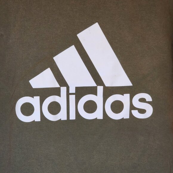 Adidas Men's Essential Single T-shirt Big Logo Green White Size Medium - Picture 3 of 10